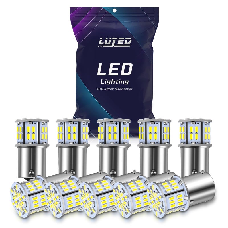 LUYED 1156 LED Bulb 12v Super Bright Low Power !10 x 650 Lumens 1156 1141 1003 3014 54smd Led Light bulb Used for Back Up Reverse Lights,Brake Lights,Tail Lights,Rv lights White - Image 1